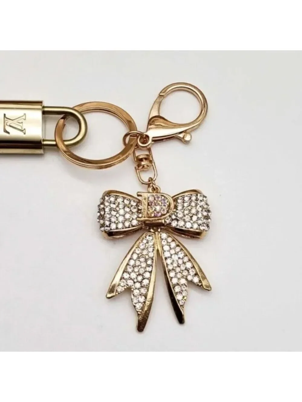 Louis Vuitton Gold Padlock Key 🔒 Authentic LV Charm + Unbranded Ribbon Keychain